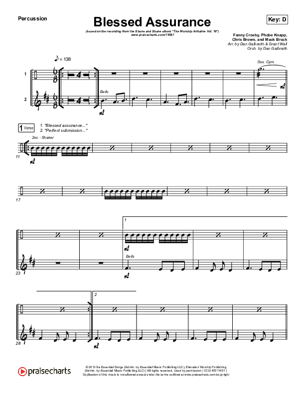 Blessed Assurance Percussion (Shane & Shane/The Worship Initiative)