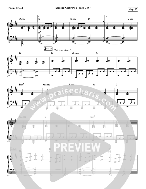 Blessed Assurance Piano Sheet (Shane & Shane/The Worship Initiative)
