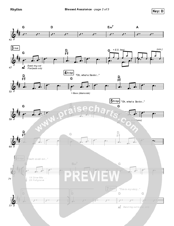 Blessed Assurance Rhythm Chart (Shane & Shane/The Worship Initiative)