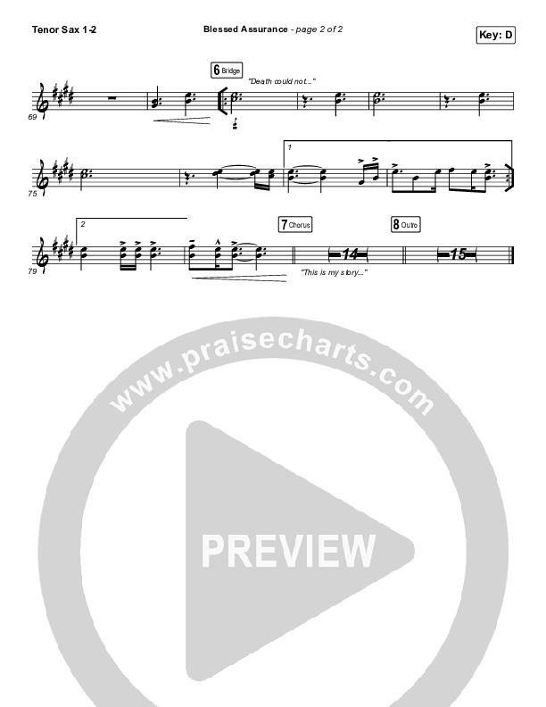 Blessed Assurance Tenor Sax 1/2 (Shane & Shane/The Worship Initiative)