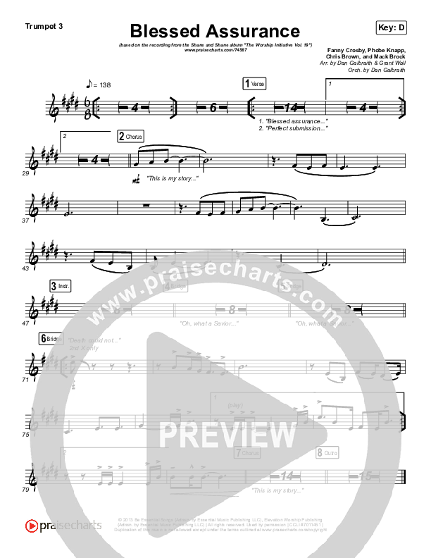 Blessed Assurance Trumpet 3 (Shane & Shane/The Worship Initiative)