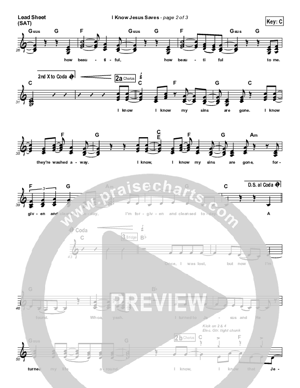 I Know Jesus Saves Lead Sheet (SAT) (Evangeline Inman)