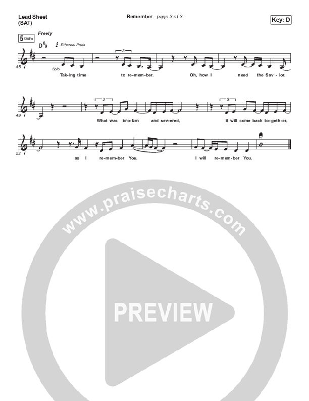 Remember Lead Sheet (SAT) (Steffany Gretzinger)