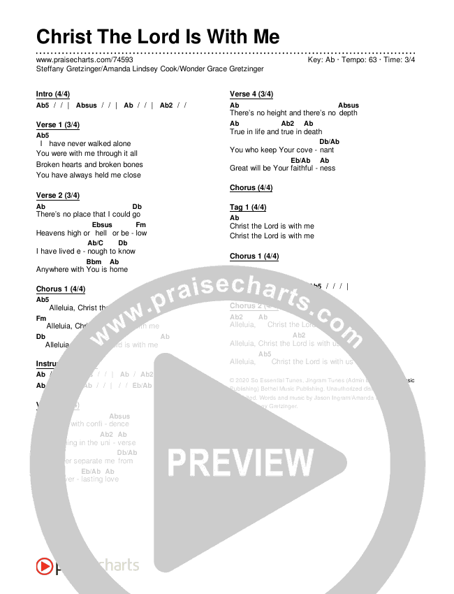 Christ The Lord Is With Me Chords & Lyrics (Steffany Gretzinger / Amanda Lindsey Cook / Wonder Grace Gretzinger)
