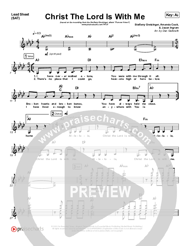 Christ The Lord Is With Me Lead Sheet (SAT) (Steffany Gretzinger / Amanda Lindsey Cook / Wonder Grace Gretzinger)