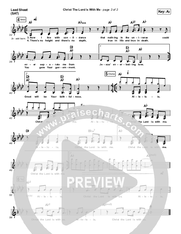 Christ The Lord Is With Me Lead Sheet (SAT) (Steffany Gretzinger / Amanda Lindsey Cook / Wonder Grace Gretzinger)