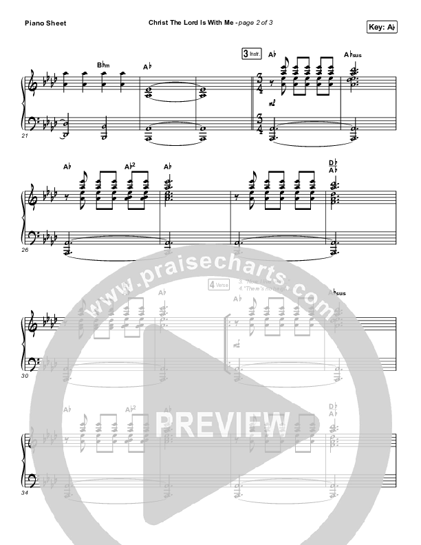 Christ The Lord Is With Me Piano Sheet (Steffany Gretzinger / Amanda Lindsey Cook / Wonder Grace Gretzinger)