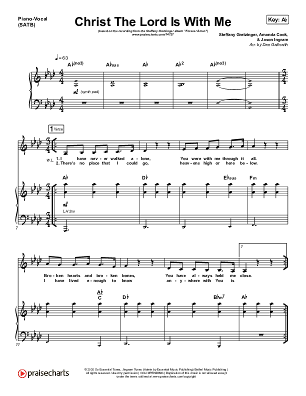 Christ The Lord Is With Me Piano/Vocal (SATB) (Steffany Gretzinger / Amanda Lindsey Cook / Wonder Grace Gretzinger)