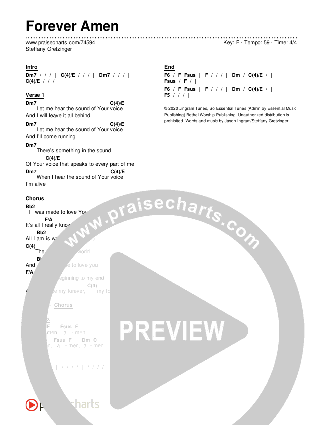 Forever Amen Chords & Lyrics (Steffany Gretzinger)