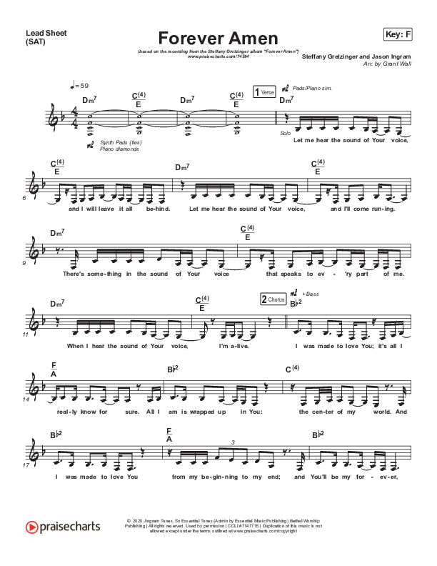 Forever Amen Lead Sheet (SAT) (Steffany Gretzinger)