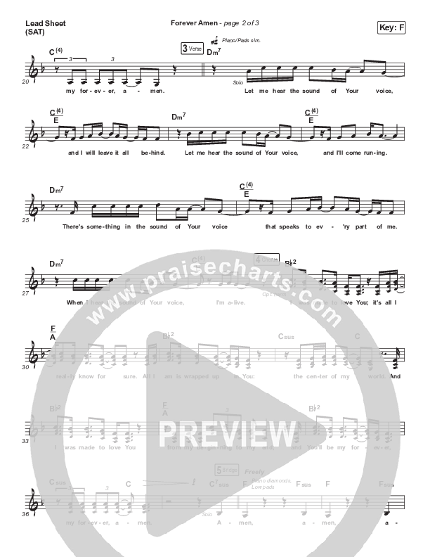 Forever Amen Lead Sheet (SAT) (Steffany Gretzinger)