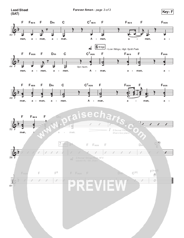 Forever Amen Lead Sheet (SAT) (Steffany Gretzinger)