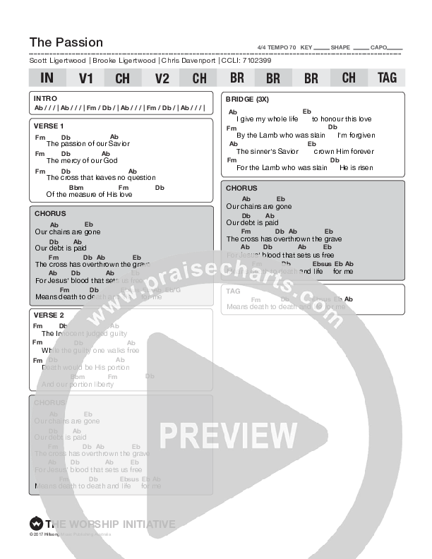 Passion Chords & Lyrics (Shane & Shane/The Worship Initiative)