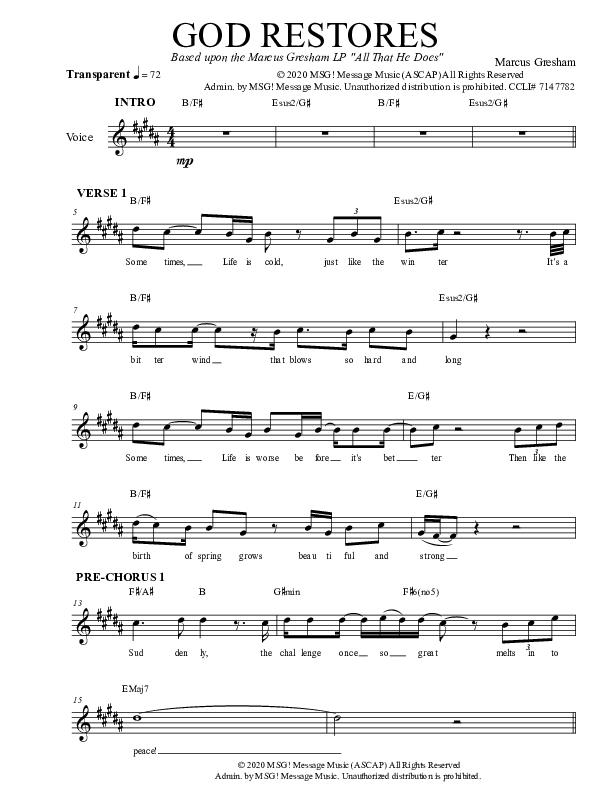 God Restores Lead Sheet (Marcus Gresham)