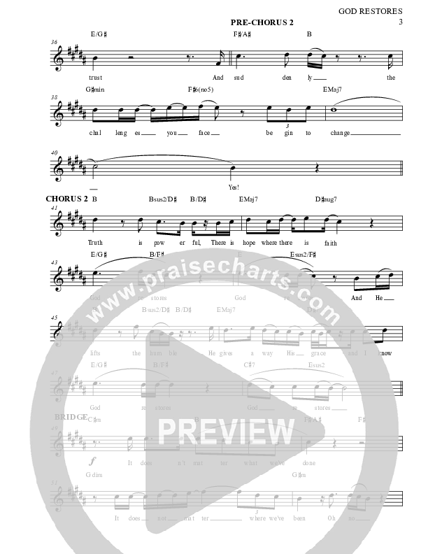 God Restores Lead Sheet (Marcus Gresham)