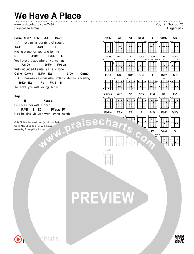 We Have A Place Chords & Lyrics (Evangeline Inman)