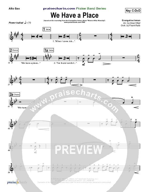 We Have A Place Alto Sax (Evangeline Inman)