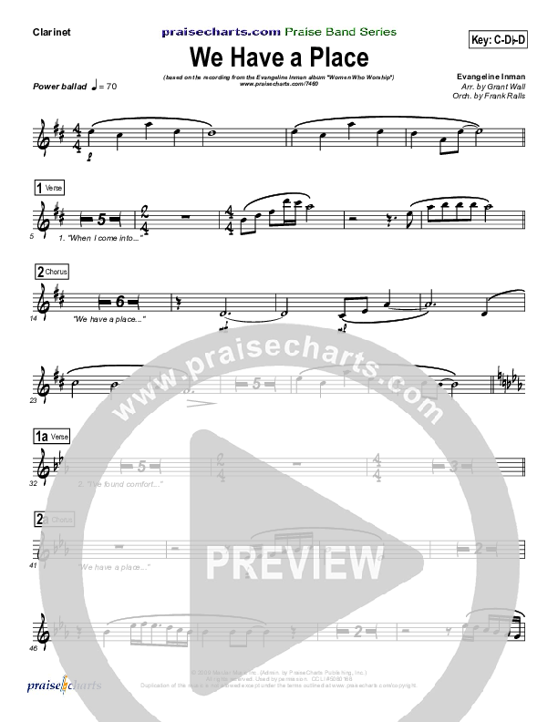 We Have A Place Clarinet (Evangeline Inman)