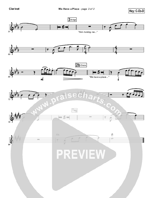 We Have A Place Clarinet (Evangeline Inman)