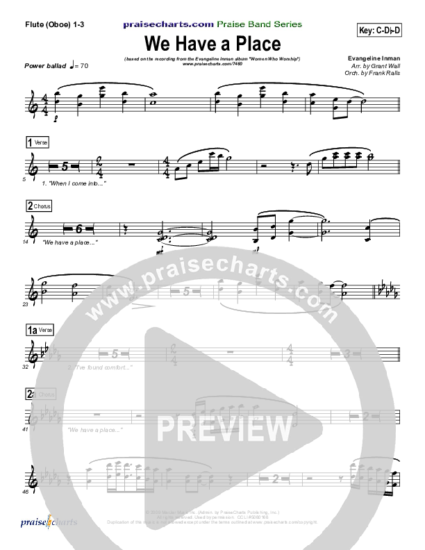 We Have A Place Flute/Oboe 1/2/3 (Evangeline Inman)