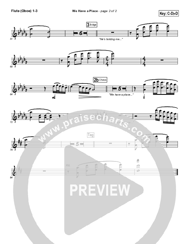 We Have A Place Flute/Oboe 1/2/3 (Evangeline Inman)