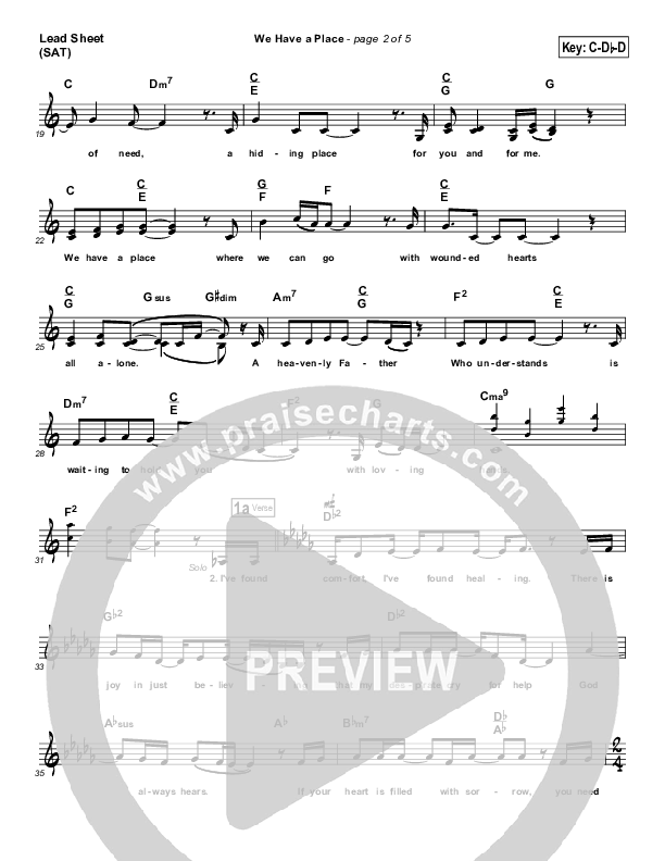 We Have A Place Lead Sheet (Evangeline Inman)