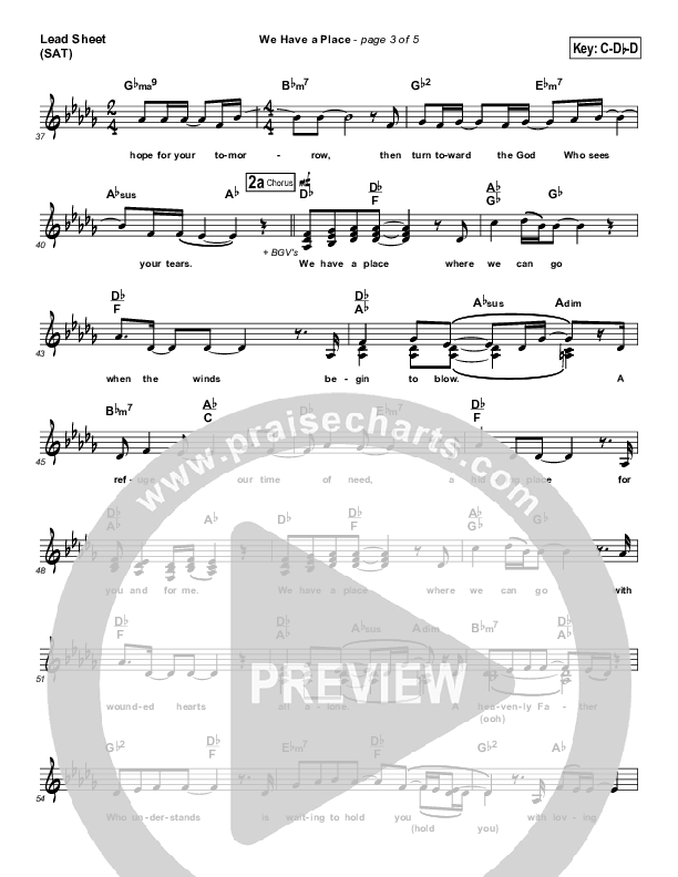 We Have A Place Lead Sheet (SAT) (Evangeline Inman)