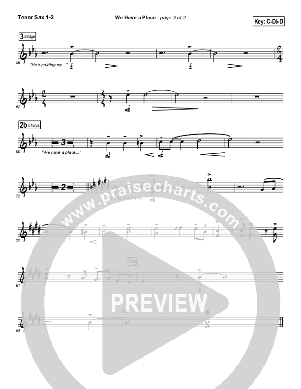 We Have A Place Tenor Sax 1/2 (Evangeline Inman)