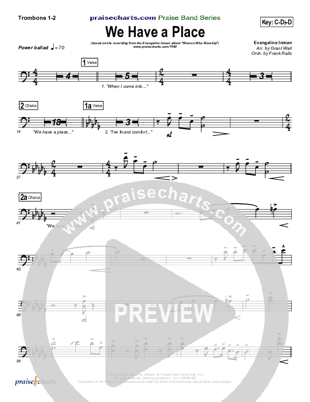 We Have A Place Trombone 1/2 (Evangeline Inman)