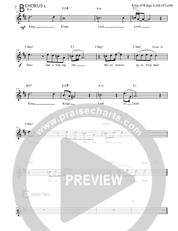 King Of Kings Lord Of Lords Lead Sheet (Marcus Gresham)