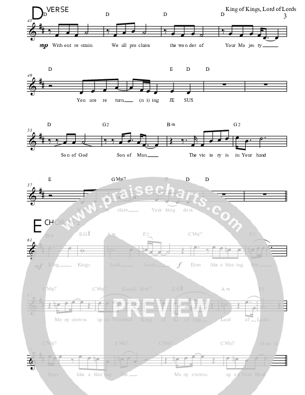 King Of Kings Lord Of Lords Lead Sheet (Marcus Gresham)