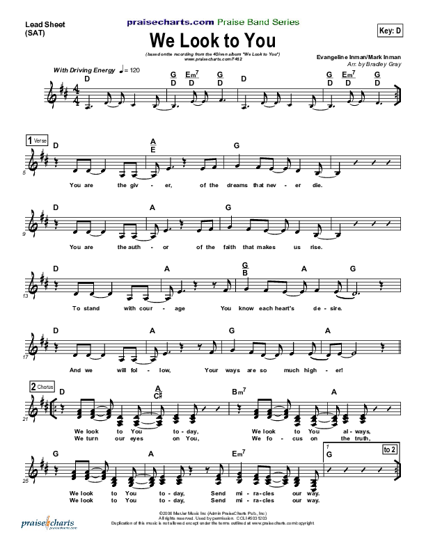 We Look To You Lead Sheet (SAT) (4Given)