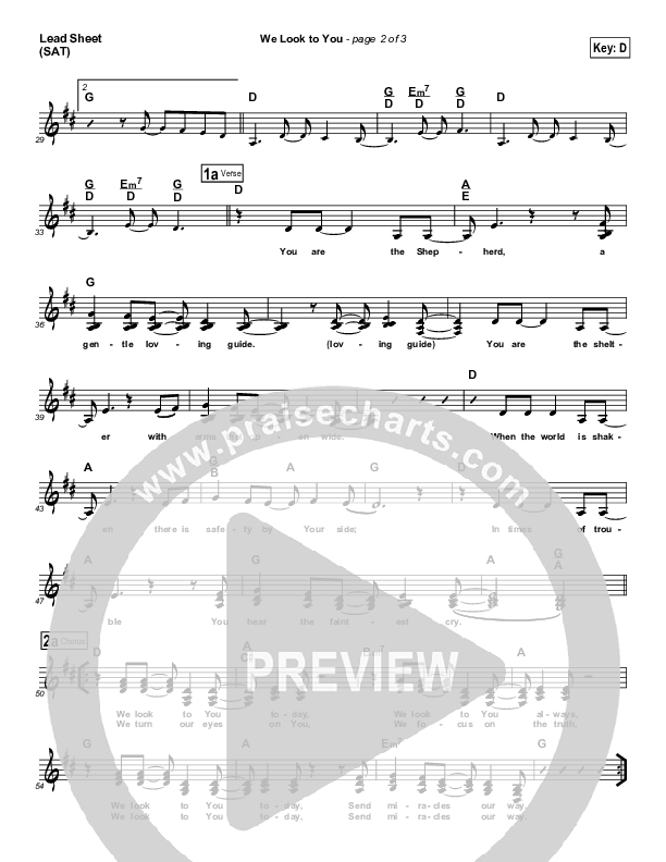 We Look To You Lead Sheet (SAT) (4Given)