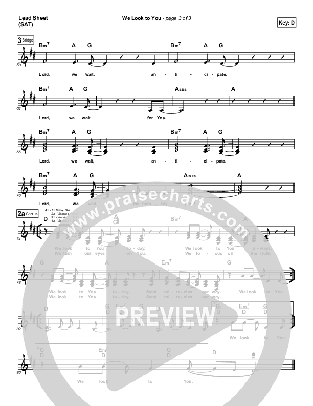 We Look To You Lead Sheet (SAT) (4Given)