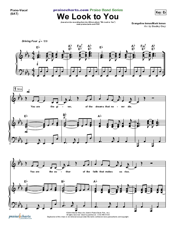 We Look To You Piano/Vocal (SAT) (4Given)