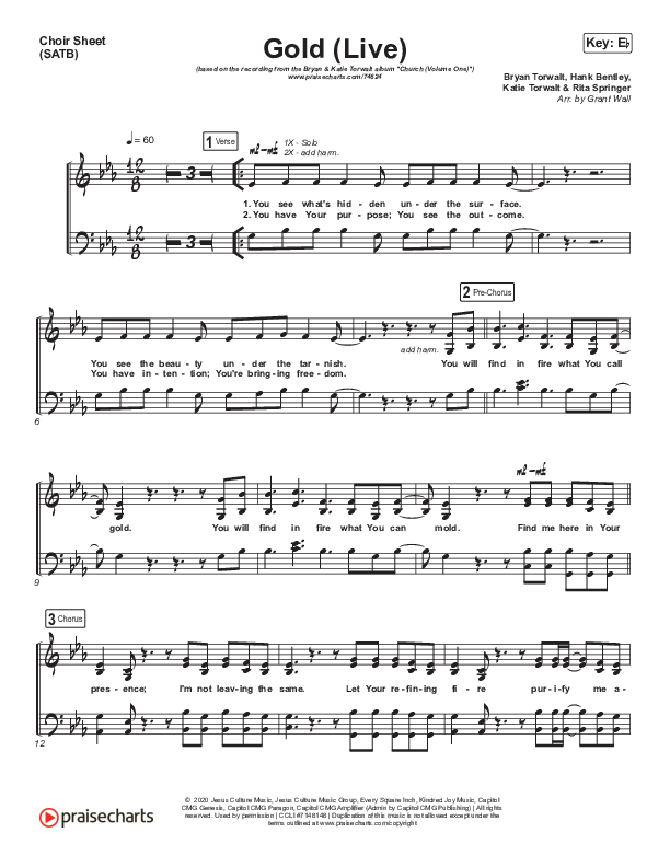 Gold (Live) Choir Vocals (SATB) (Jesus Culture / Bryan & Katie Torwalt)