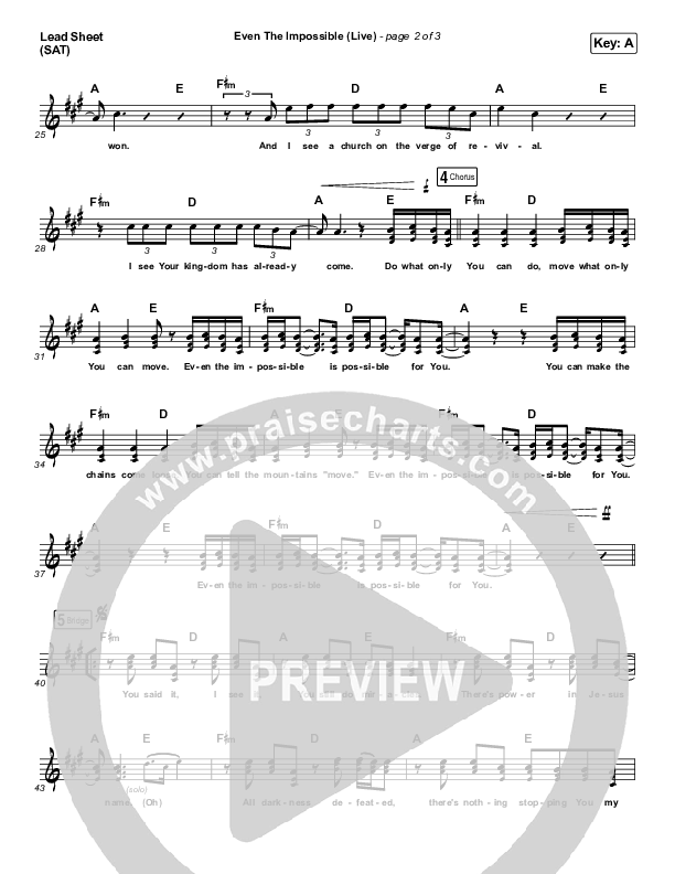 Even The Impossible (Live) Lead Sheet (SAT) (Mack Brock)