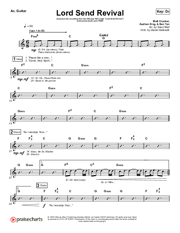 Lord Send Revival (Live) Acoustic Guitar (Hillsong Young & Free)