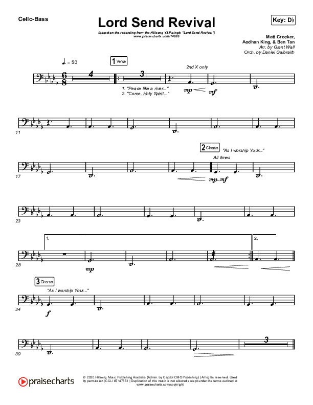 Lord Send Revival (Live) Cello/Bass (Hillsong Young & Free)