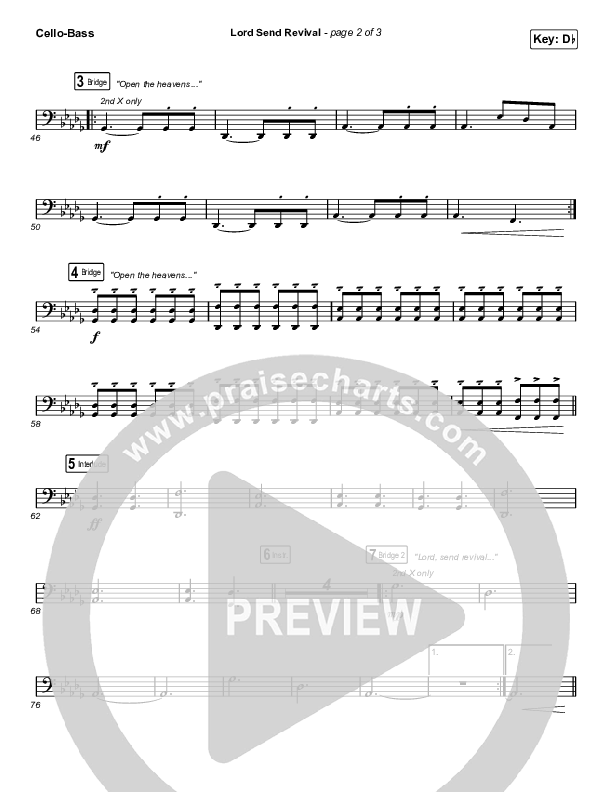 Lord Send Revival (Live) Cello/Bass (Hillsong Young & Free)