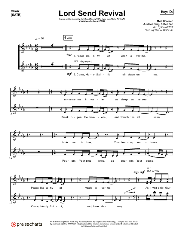 Lord Send Revival (Live) Choir Sheet (SATB) (Hillsong Young & Free)