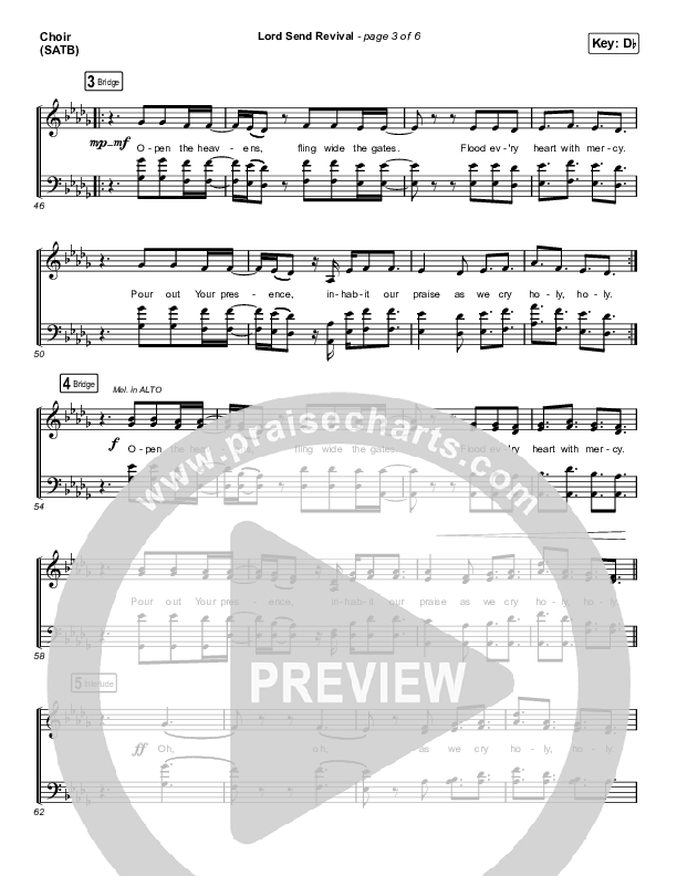 Lord Send Revival (Live) Choir Sheet (SATB) (Hillsong Young & Free)