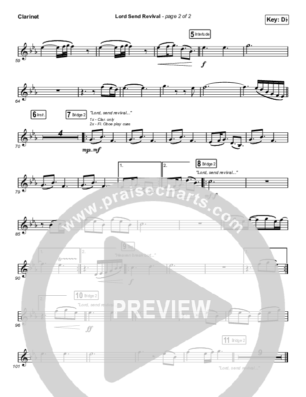 Lord Send Revival (Live) Clarinet (Hillsong Young & Free)