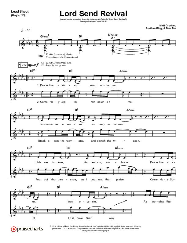 Lord Send Revival (Live) Lead Sheet (Melody) (Hillsong Young & Free)