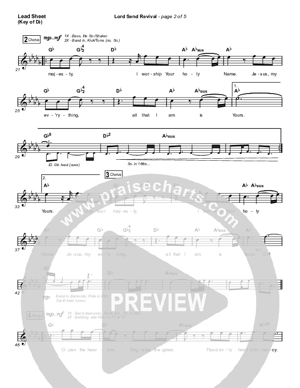 Lord Send Revival (Live) Lead Sheet (Melody) (Hillsong Young & Free)