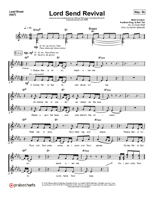 Lord Send Revival (Live) Lead Sheet (SAT) (Hillsong Young & Free)
