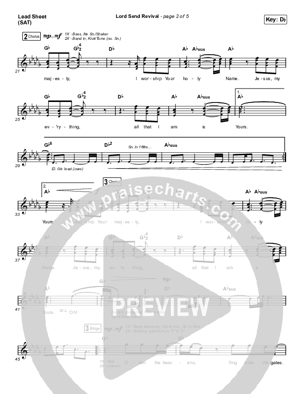 Lord Send Revival (Live) Lead Sheet (SAT) (Hillsong Young & Free)