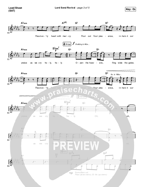 Lord Send Revival (Live) Lead Sheet (SAT) (Hillsong Young & Free)