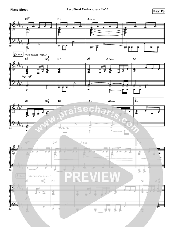Lord Send Revival (Live) Piano Sheet (Hillsong Young & Free)