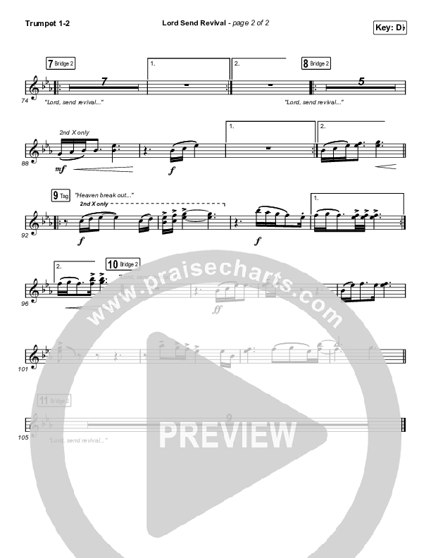 Lord Send Revival (Live) Trumpet 1,2 (Hillsong Young & Free)